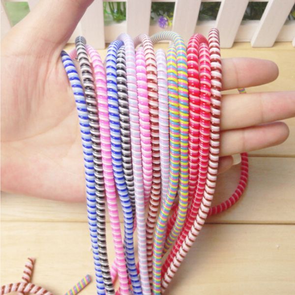 

300pcs/lot 1.4m cable protector bobbin winder data line case rope protection spring twine for iphone android usb earphone cover