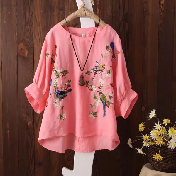 

womens clothing 100% cotton blouse plus size women loose embroidered blouse shirt vintage batwing sleeve cotton casual, White