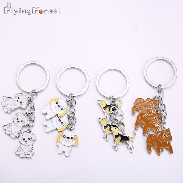 

luxury pet key ring dog keychains for men jewelry women english foxhound cute chow chow key chain metal car keychain gifts, Silver