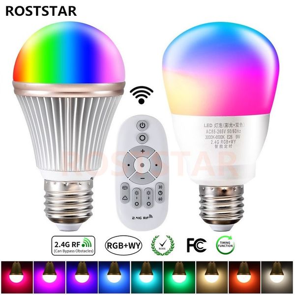 

новй e27 маѬ лампока диммиѬђемй multicolor wake-up ве rgb + wy веодиодне ламп 2.4g бе