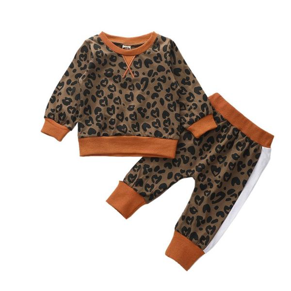 

2020 new kids baby clothes long sleeve romper ruffles long pants casual style round neck pullover color black 2 pcs, White