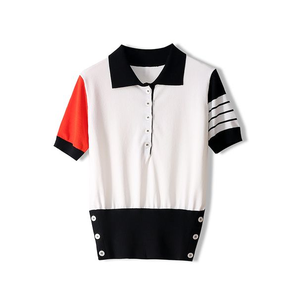 

711 2020 brand same style regular short sleeve kint sweater pullover lapel neck sweater dl, White