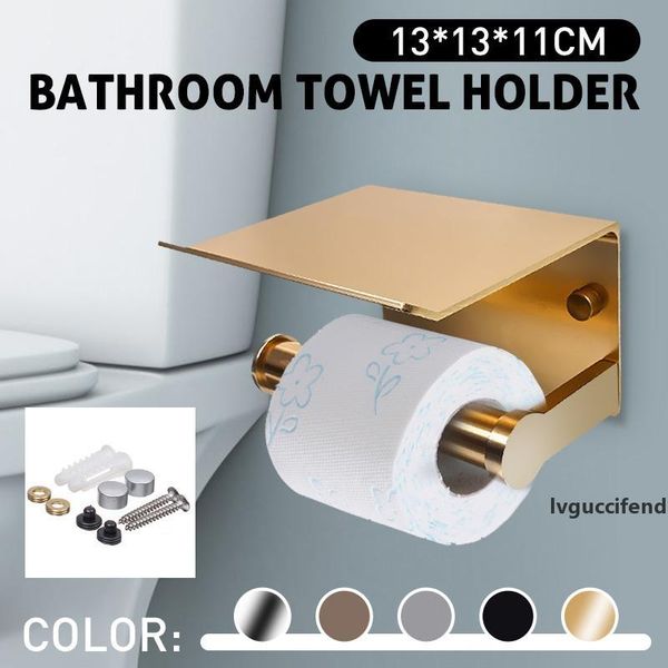 

paper holders bathroom accessories toilet wc paper holder mobile phone roll holder with shelf towel rack black t200425