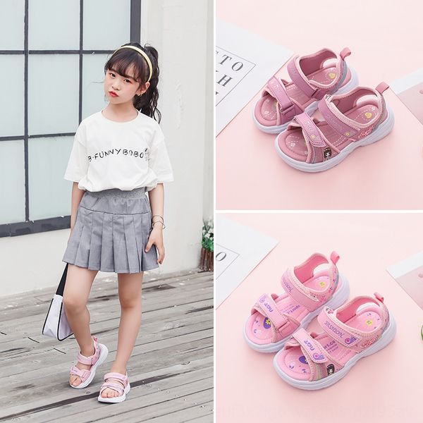 

2020 summer new korean style girls soft shoes shoes shoesbottom non-slip little girl princess sandals children's children's sandal, Black