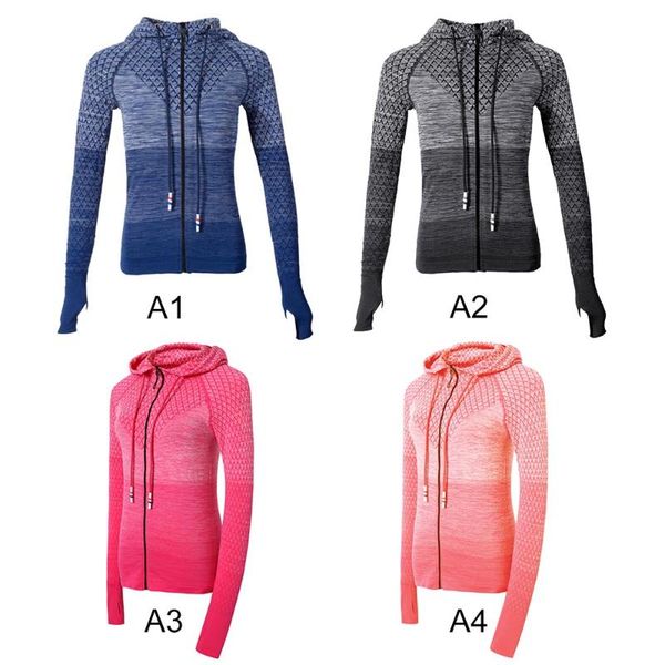 

zipper long sleeve yoga shirt seamless sports outerwear girl sport jerseys women fitness coats running sports jacket, White;red
