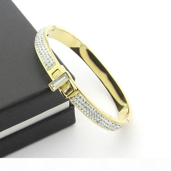 

s titanium steel jewelry wholesale foreign trade titanium steel swan bilateral mud drill spin button bracelet 18k gold swan bracelet, Black