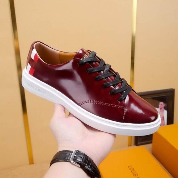 

2020q luxury design mens fashion leather rubber bottom sneakers all-match breathable men's casual shoes mens banquet shoes size: 38-45, Black
