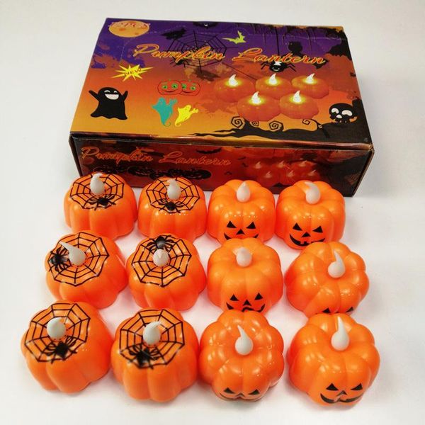

led flameless candles halloween trick or treat festival cute pumpkin spider web fake for kids
