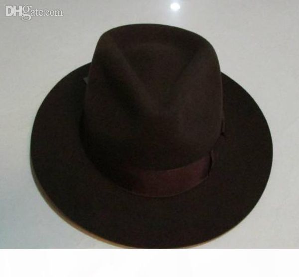 

o wholesale -designed fashion vintage hat with feather grey wool fedora hat women wool felt hat men with cool headband b -1538, Blue;gray