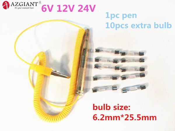 

car light lamp voltage test automotive copper circuit test pen electrician line repair tool 6v12v 24v with spring cable led bulb