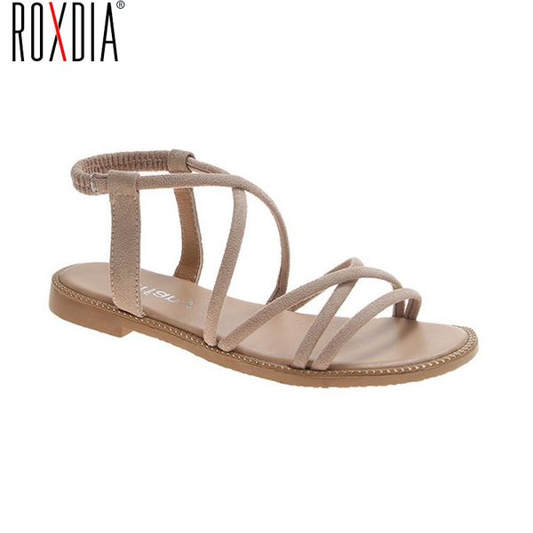 

roxdia sandals women summer 2020 fashion flat bottom student cross strapping roman shoes rxm550, Black