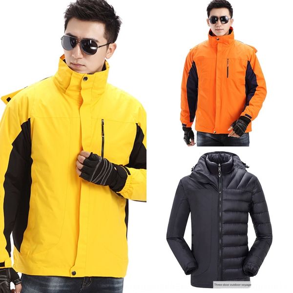 

пуховик лайнер зимней куртки мужчин женщины 3-в -1 из двух частей теплых пустые теплой открытые одежд верхней одежды, Blue;black