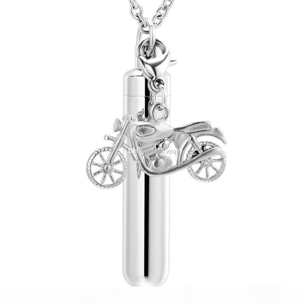 

cremation jewelry pendant hold memorial ashes stainless steel cylinder keepsake urn necklace, Silver