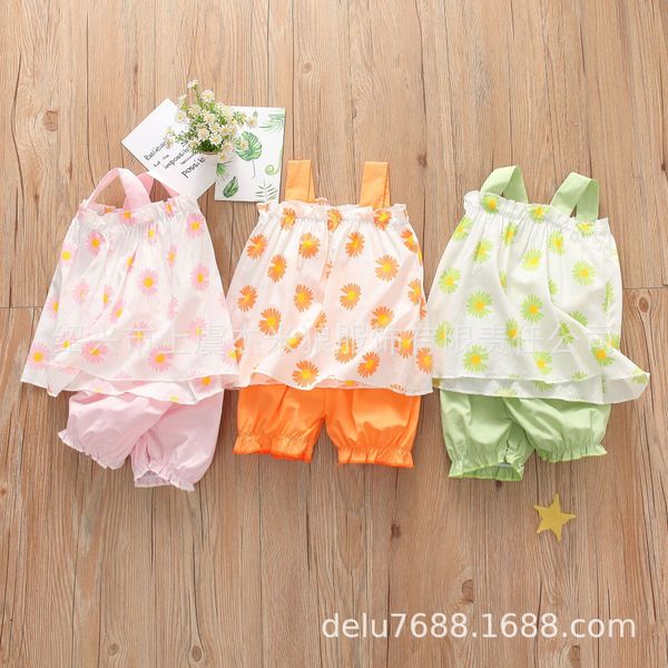 

myslf + jeremy wolf daisy printed 2-piece set children's hipster suit + jeremy wolf girl girl daisy printed 2-piece set vest vest child, Blue