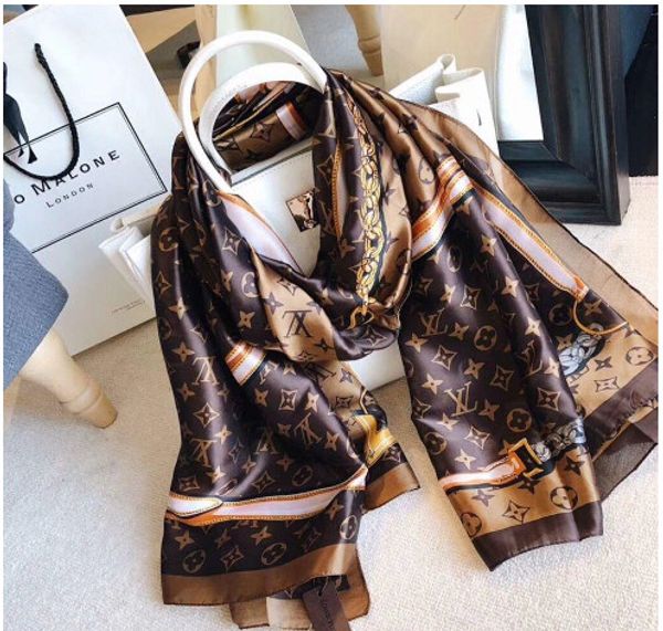 

spring silk scarf 2019 women letter shawl scarf fashion long neck ring christmas gift wholesale 180x90cm top, Blue;gray