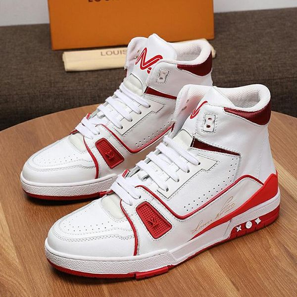 

fashion men shoes trainer sneaker mid -casual ankle boots with origin box chaussures pour hommes fashion footwears men shoes casual, Black