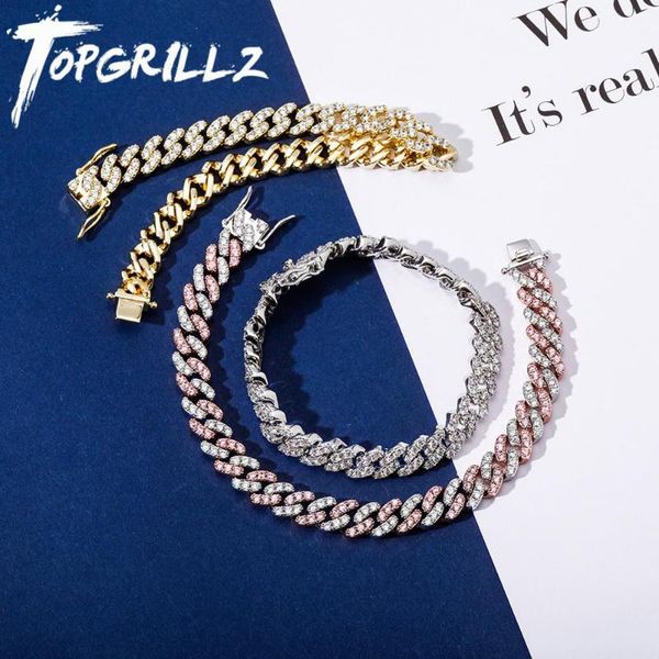 

link, chain rillz 8mm fashion miami cuban bracelet full iced out cubic zirconia hip hop rapper jewelry ladies gift, Black