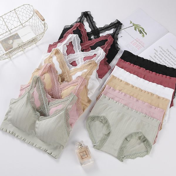 

chrleisure beautiful back bra set lace women's lingerie brassiere comfortable without steel ring fitness underwear bra set, Red;black