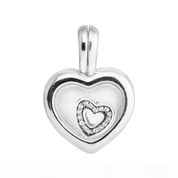 

pandulaso original 925 silver charms floating heart locket heart charms crystal glass bead fit designer bracelet for woman jewelry making