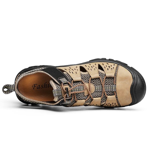 

hole shoes men shoes male cow genuine leather sandals summer sandalias hombre slippers clogs sandles new 2019 mens cs09, Black