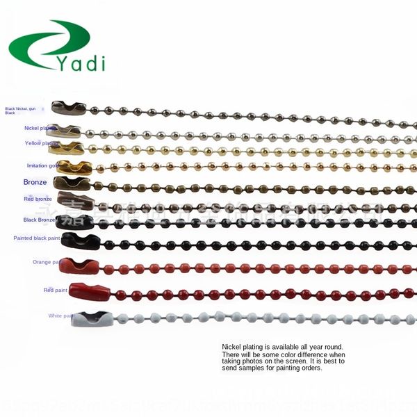 

self-produced and sold 1.5 2.4 3.2 diameter iron copper bead tag chain copper ball chain, Silver