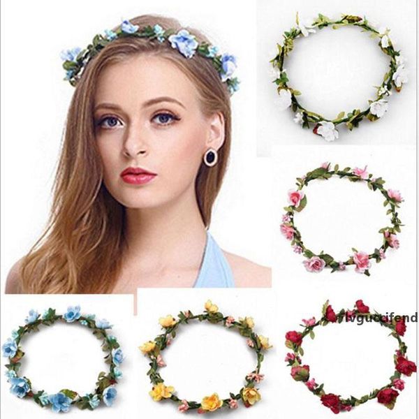 

bohemian hair crowns flower headbands women artificial floral hairbands fashion headwear for girls hair accessories beach wedding garlands