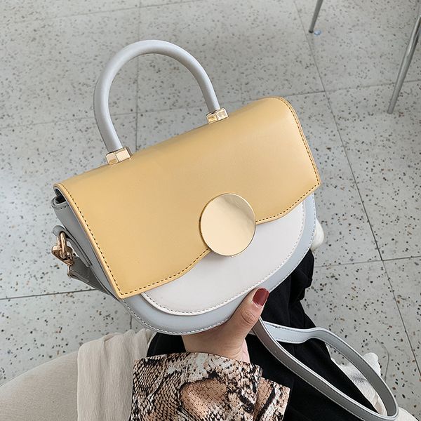 

2020 new irregular semi-circular small square bag hit color round magnetic buckle single shoulder messenger bag women's
