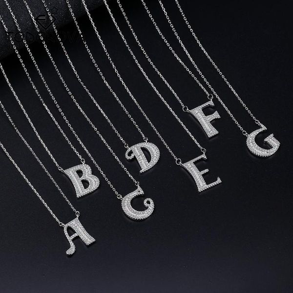 

todorova a-z letter cubic zircon pave initial name pendant necklace thin link chain charm necklace women birthday gift, Silver