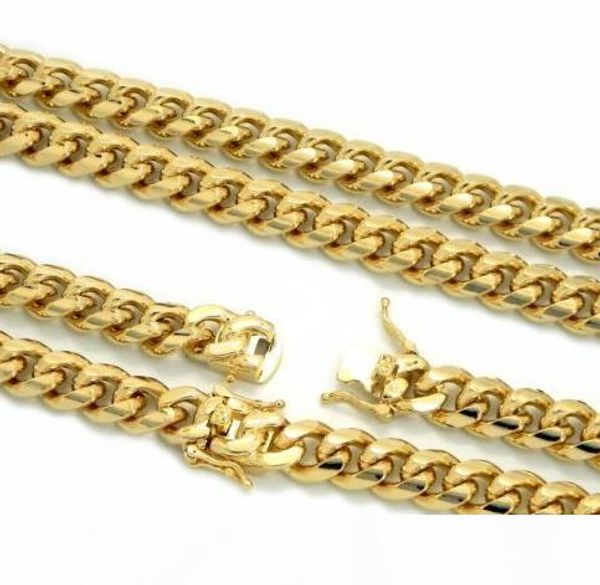 

mens heavy 10mm miami cuban link chain 14k gold finish necklace, Silver