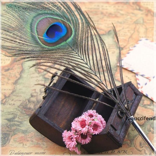 

feather ballpoint pen color ink pen stationery peacock feather shape pen for individuality student christmas birthday gift ljjg489 50pcs, Blue;orange