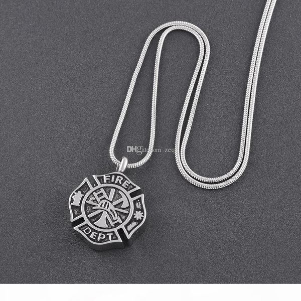 

hiphop rock design funeral jewelry fire dept charm cremation urn necklace urn pendant urn memorial locket stylish jewelry, Silver
