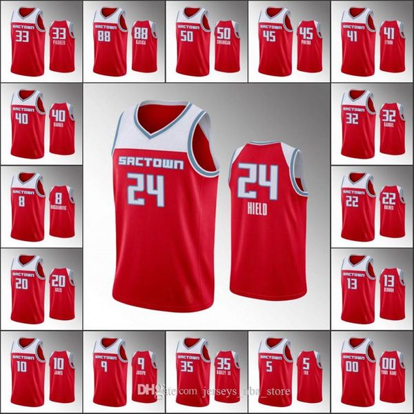 

sacramento kings men buddy hield nemanja bjelica de'aaron fox marvin bagley 2020 red nba custom jersey, Black;red