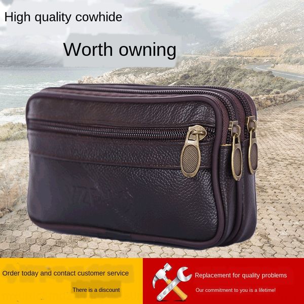 

men's new old change bag leather belt multi-function waterproof key case belt key case mobile phone running bag