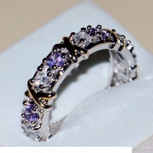 

i size 5 -11 2016 new jewelry 2 color 925 sterling silver amethyst &z cz diamond wedding engagement band rings for women love g
