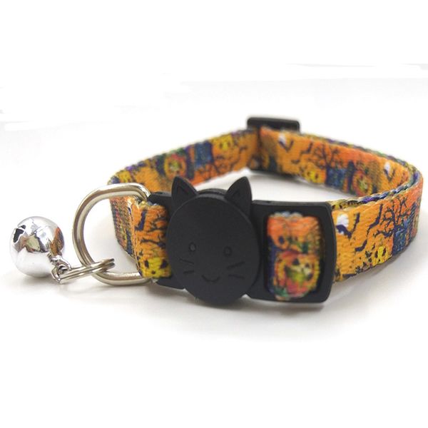 

2020 new halloween printed cat collars ghost festival dog supplies leashing pet supplies cat bell collar