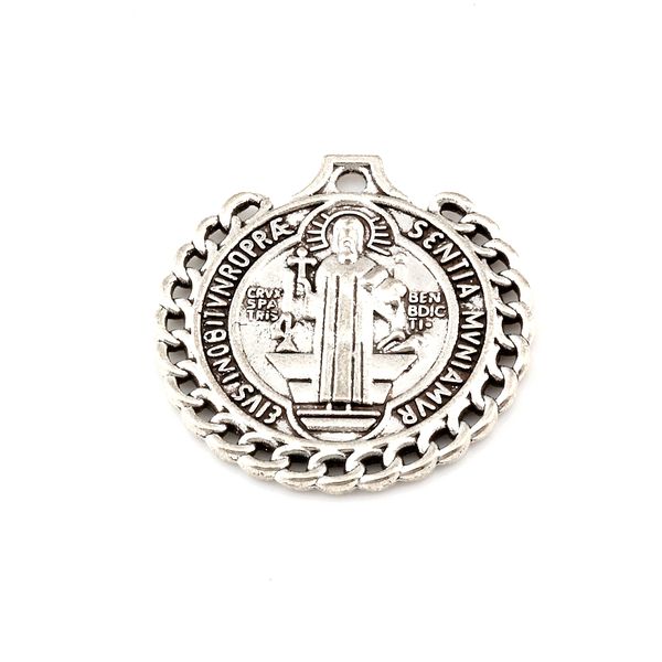 

st benedict de nursia badge medal charm pendants for jewelry making bracelet necklace diy accessories 25.5x26.2mm 100pcs a-560, Bronze;silver