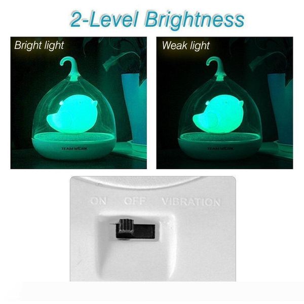 

hand-held design rechargeable touch sensor vibration 4 colors led birdcage lamp led bird night lights for kids touch dimmer bedroom lights