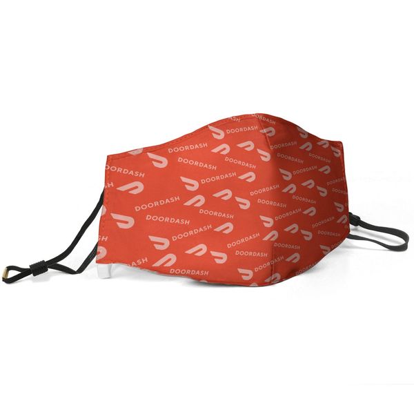 

women men face mask dust mask muffle doordash door to door food delivery white logo printed with adjustable ear hook mas, Silver