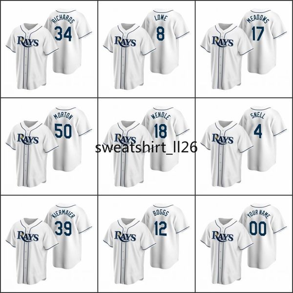 

tampa bay rays 12 wade boggs 50 charlie morton 4 blake snell 18 joey wendle men women youth custom white replica home jersey, Black