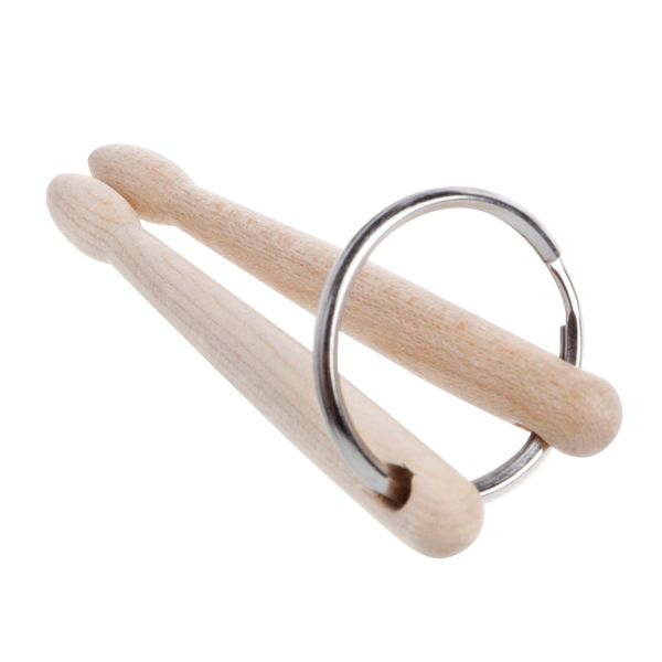 

mini drum sticks keychain wood drumsticks key ring chain keyfob percussion gift, Silver
