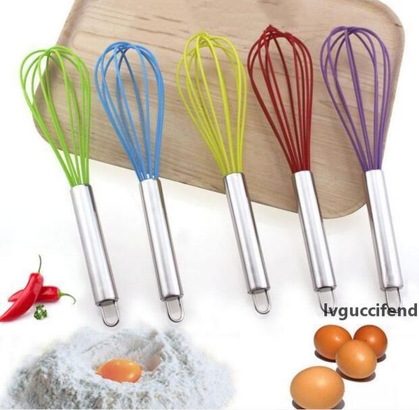 

egg beater silicone stainless steel manual eggbeater eco-friendly candy color egg whisk easy cleaning kitchen baking tool cls539