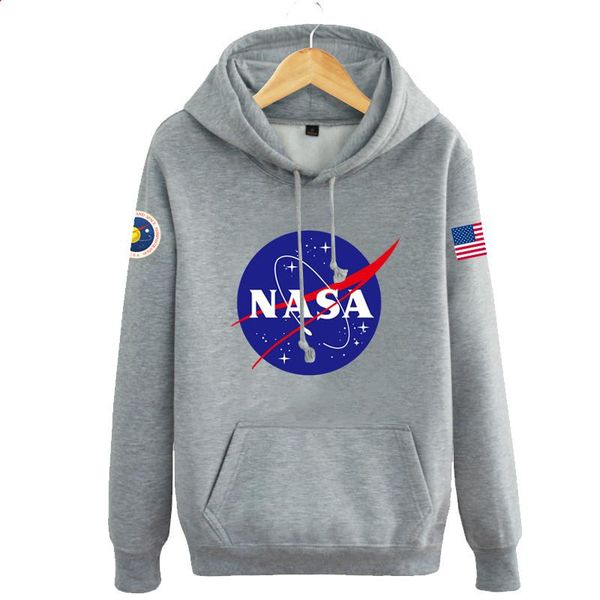 

nasa letter printed hooded hip hop streetwear long sleeve black gray autumn casual loose men sweatshirts