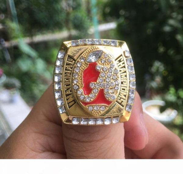 

a 2011 alabama crimson tide national championship ring saban with wooden display case box souvenir men fan gift 2019 2020 jewelry, Silver