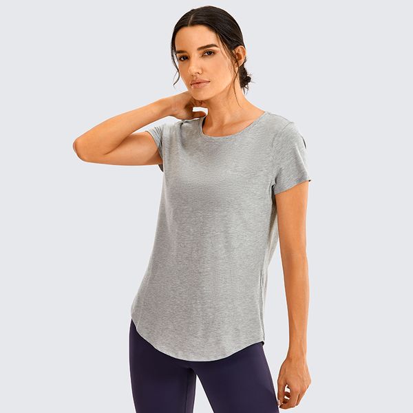 

lightweight pima cotton short sleeve workout shirt sweat-wicking crew neck loose fit yoga t-shirt athletic tee for women, White;black