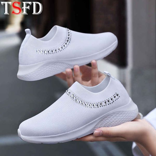 

platforms women shoe big size women's white sneakers mesh ladies slip on shoes casual sock footwear summer breathable loafers f4, Black