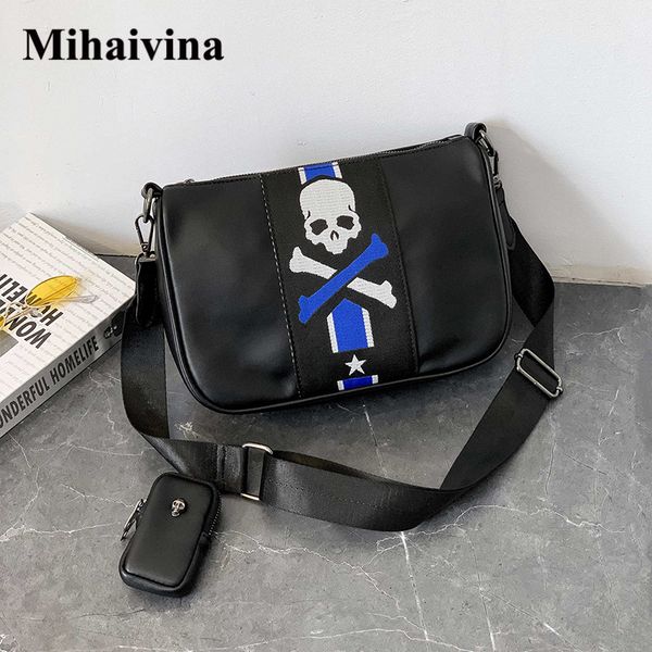 

mihaivina shoulder messenger bag wonen skull belt bags mens leather bag luxury designer black individual small crossbody bags
