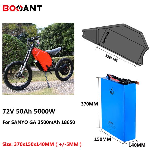 Batteria ricaricabile agli ioni di litio ricaricabile per bici elettrica Snow Fat da 72 V 50 Ah 5000 W per cella Sanyo 18650 con caricabatterie rapido 5A