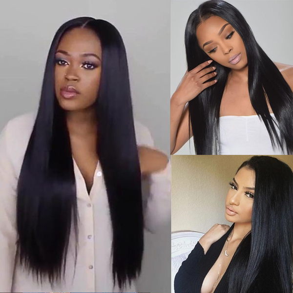 

2020 lace front human hair wigs straight pre plucked with baby hair 8-26 inch brazilian remy human hair 150% density 13x4 lace wig, Black