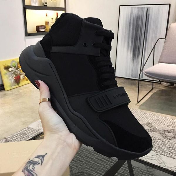 

mens boots lightweight plus size shoes vintage check cotton sneakers outdoor walking footwears sports high casual men shoes, Black