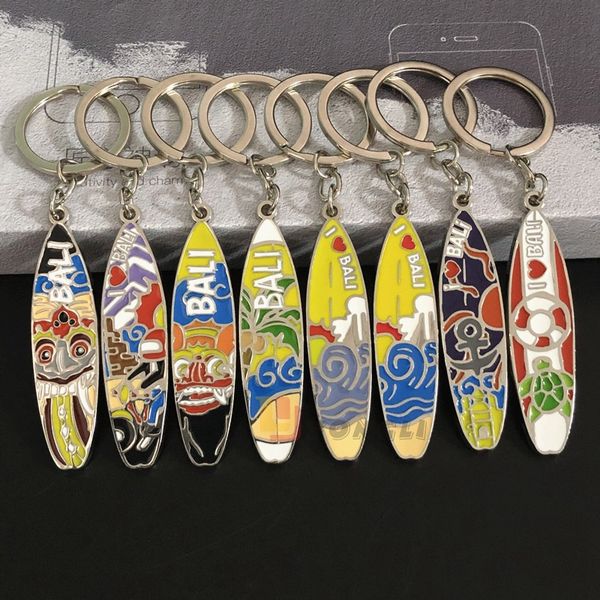 

manufacturer customized metal key chain tourism scenic surfboard key chain pendant creative baking enamel key chains gift, Silver